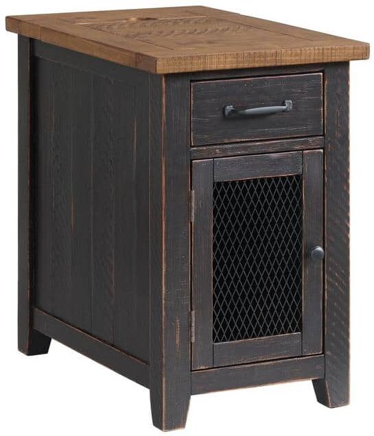 Martin Svensson Home Rustic 16 in. Antique Black and Honey Chairside End Table with Power