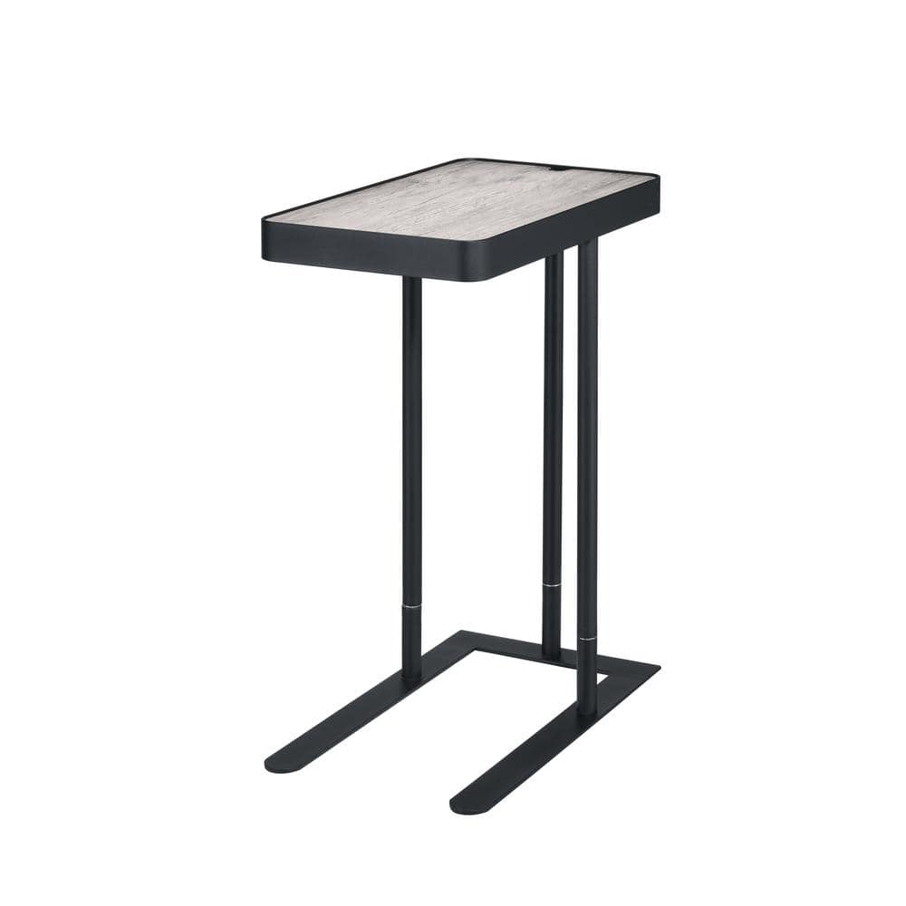 Furniture of America Sookie 19.75 in. Sand Black Coating and Light Gray Wood Side Table