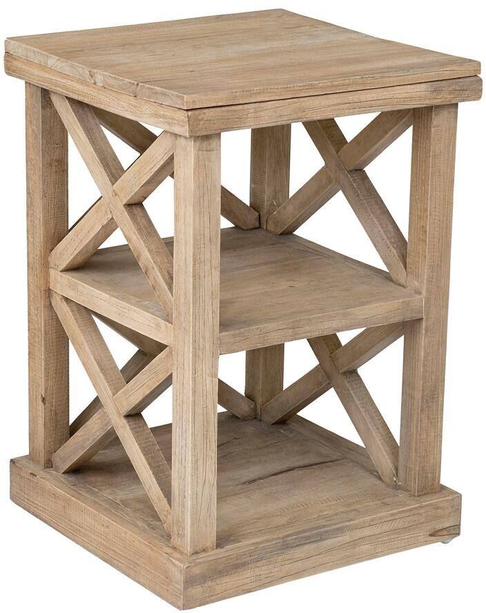 East At Main Hudson 25 in. Natural Cross Side Table, 17x17x25