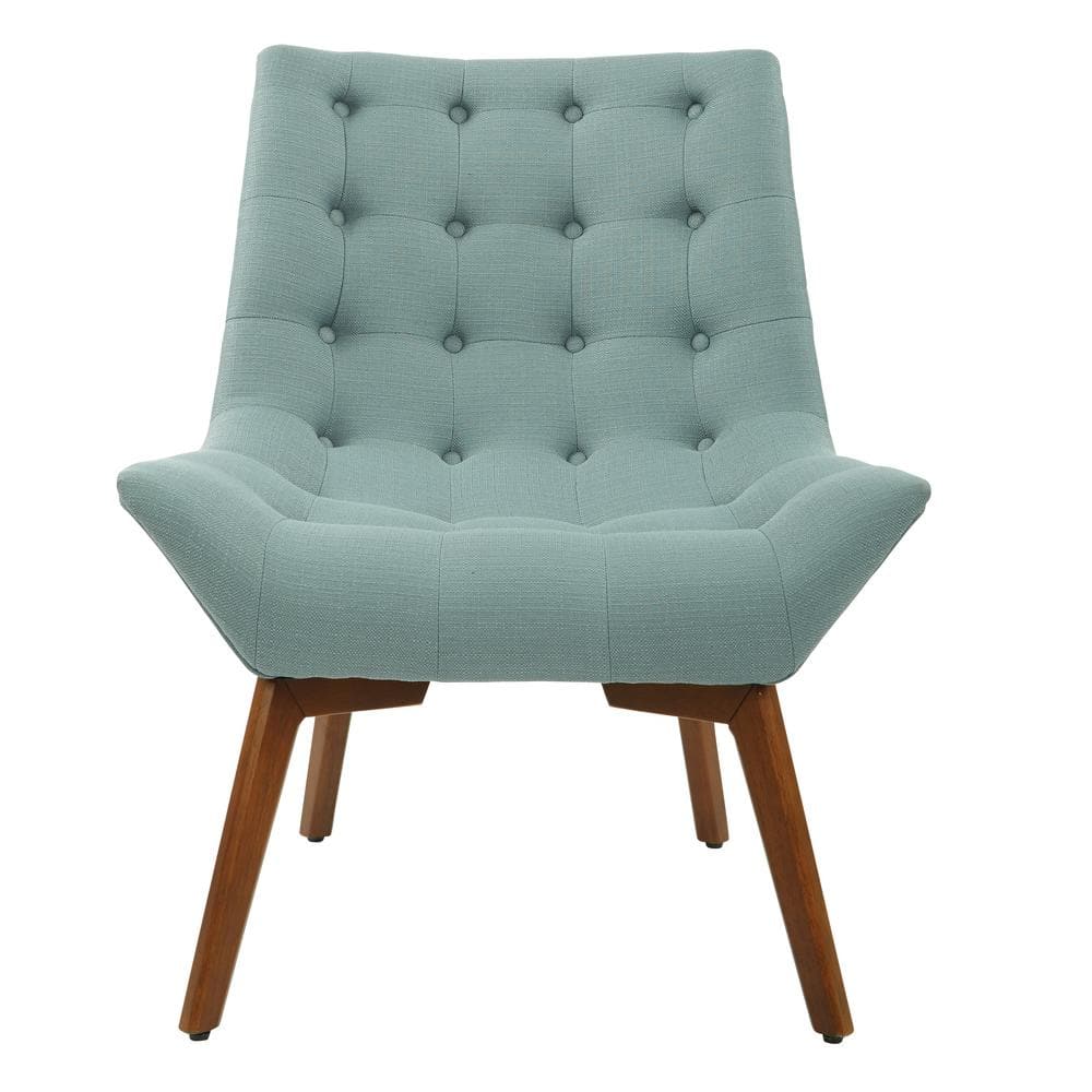 Office Star Products Shelly Sea Fabric with Coffee Legs Tufted Chair