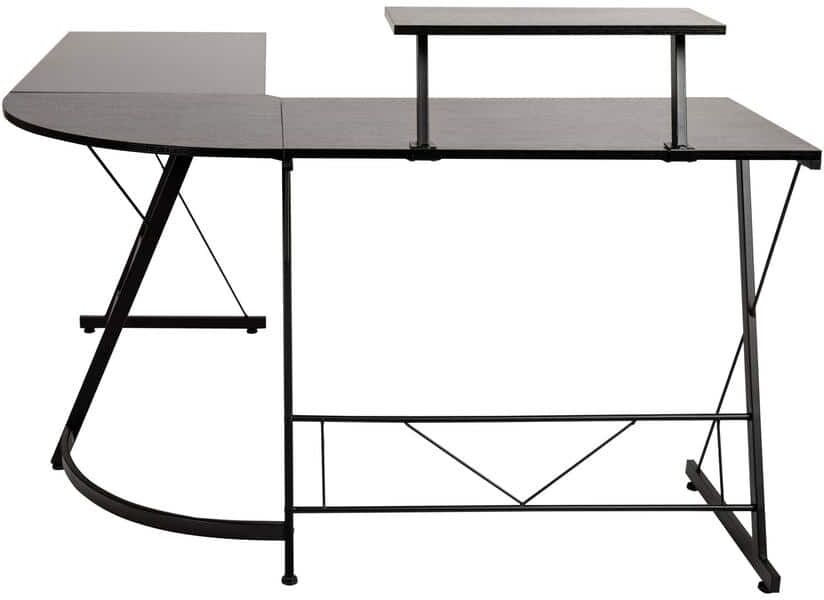 Carnegy Avenue 71.5 in. L-Shaped Black/Black Metal Computer Corner Desk