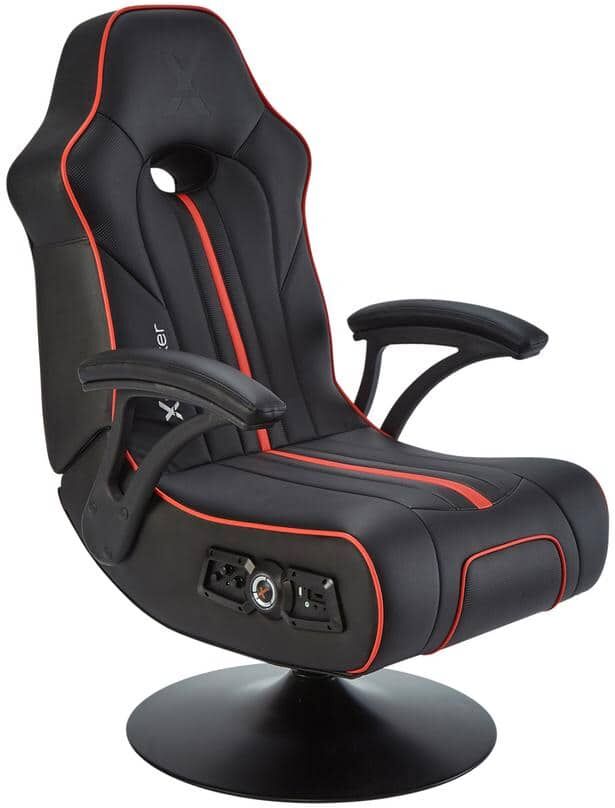 X Rocker Torque Faux Leather Swivel Ergonomic Pedestal Gaming Chair in Black/Red with Arms