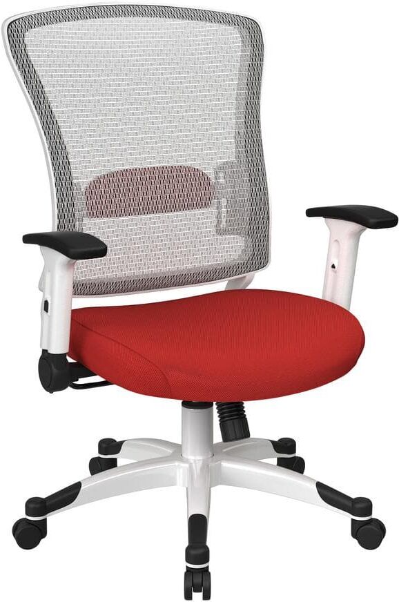 Office Star Products SPACE Seating Mesh Adjustable Height Cushioned Swivel Tilt Ergonomic Managers Chair in Red with Adjustable Arms