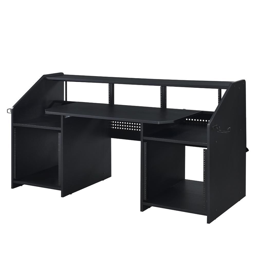 Acme Furniture Annette 26 in. Rectangular Black Finish Metal Computer Desk with Keyboard Tray and Shelves