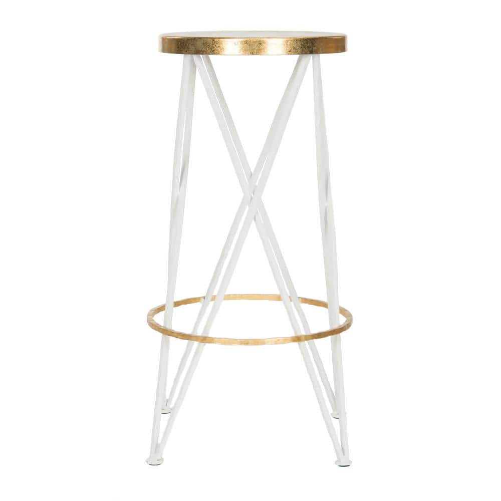 SAFAVIEH Hester 30 in. White and Gold Bar Stool