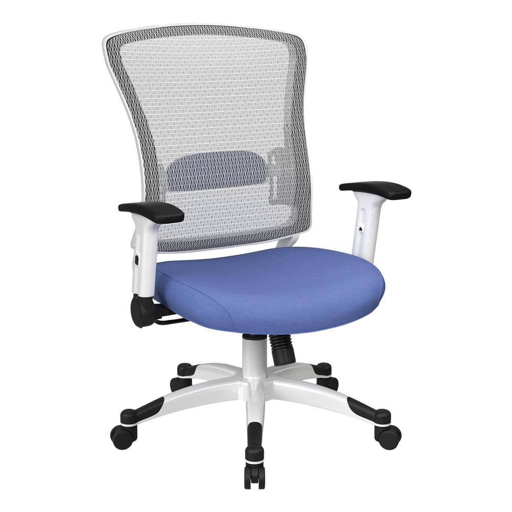 Office Star Products SPACE Seating Mesh Adjustable Height Cushioned Swivel Tilt Ergonomic Managers Chair in Sky with Adjustable Arms