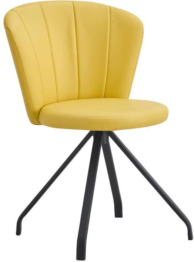 Harper & Bright Designs Light Yellow Faux Leather Upholstered Metal 360° Swivel Shell Chair for Dining Room, Bedroom, Living Room, Office