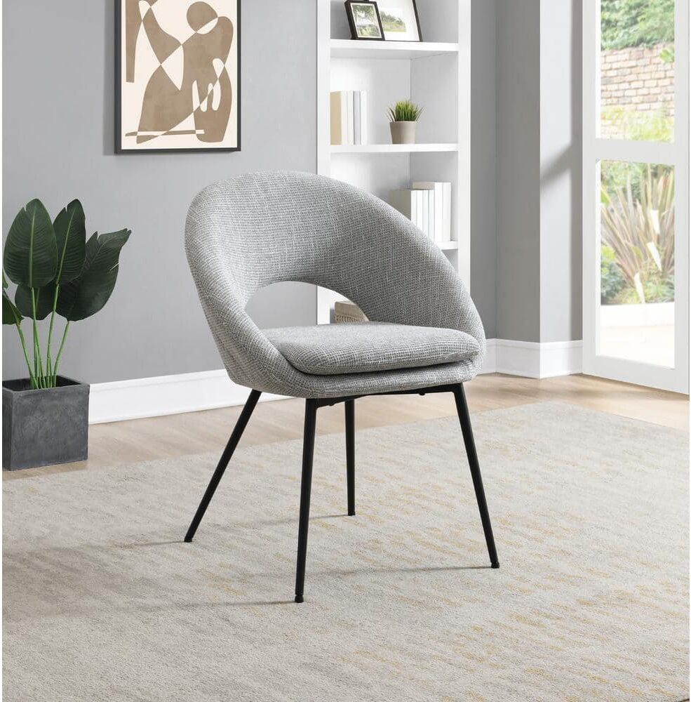 Office Star Products Millie Accent Dining Side Chair in Grey Fabric and Black Legs