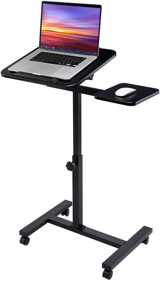 Seville Classics 26 in. Black Tilting Sit-Stand Computer Desk Cart with Mouse Pad Table