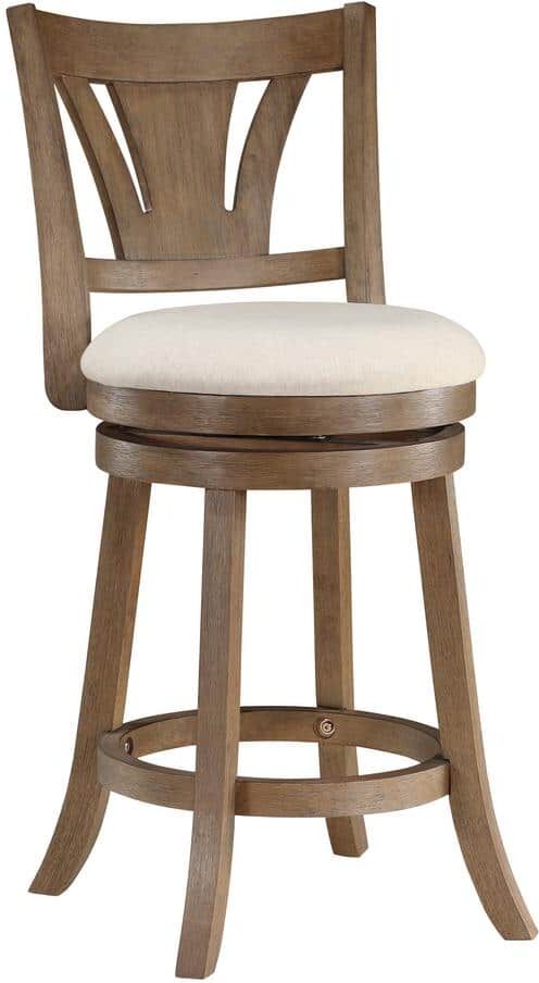 Office Star Products Miller 26.75in. Linen Faux Leather Full Back Wood Counter Stool