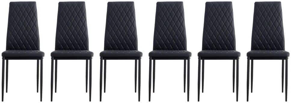 Angel Sar Black PU Leather Upholstered Dining Chairs Set of 6 for Living Room, Modern Dining Room Chairs