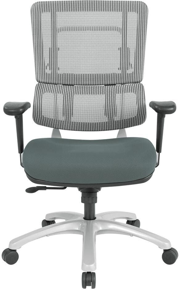 Office Star Products Vertical Grey Mesh Back Chair with Silver Base and Grey Seat