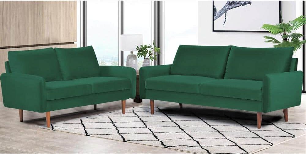 US Pride Furniture Blacke 2-Piece Green Velvet Living Room Set