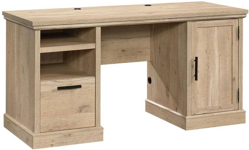 SAUDER Aspen Post 59.055 in. W Prime Oak Computer Desk with Cord Management