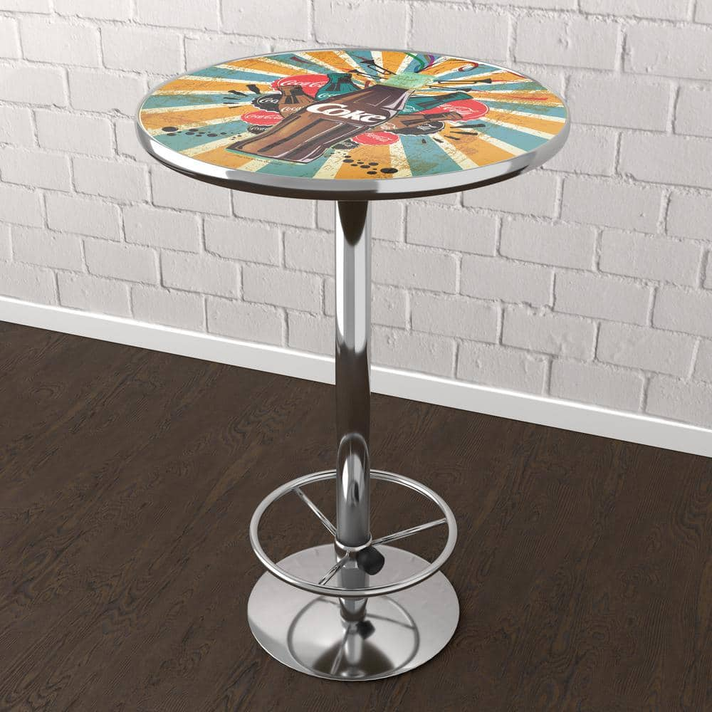 Coca-Cola Brazil Color Splash Coke Bottle Blue 42 in. Bar Table