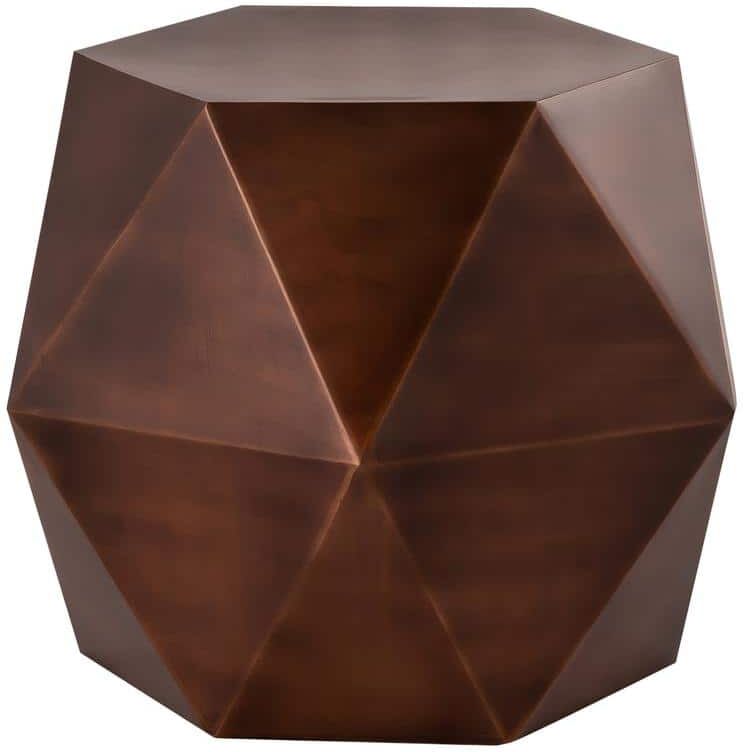 Pasargad Home 17.25 in Lexi Design Diamond Shape Iron Copper Side Table in Solid Print