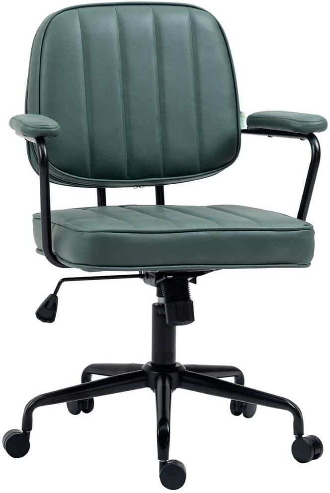 Vinsetto Green Microfiber Cloth Home Office Chair, Computer Desk Chair with Swivel Wheels, Adjustable Height, and Tilt Function