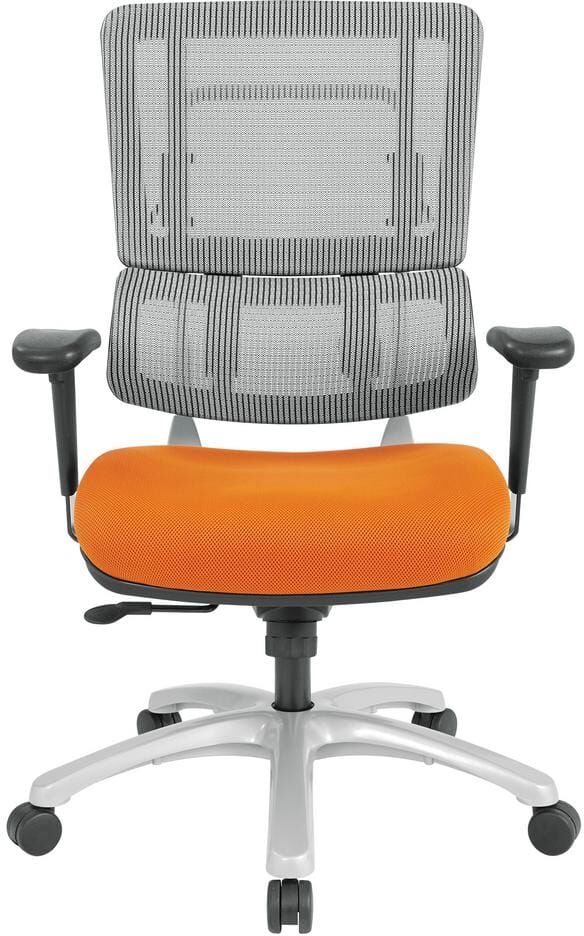 Office Star Products Vertical Grey Mesh Back Chair with Silver Base