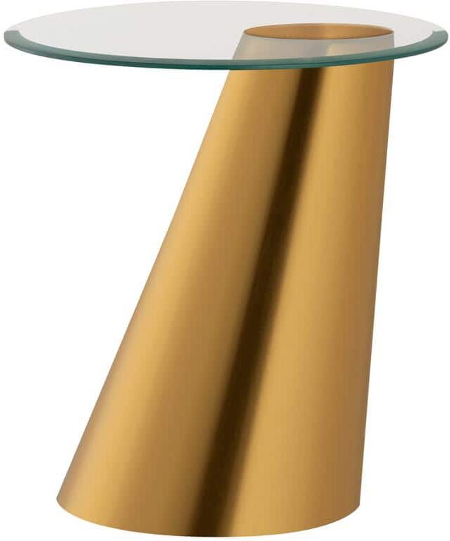 Cane 17 in. Brass Round Glass Accent Table