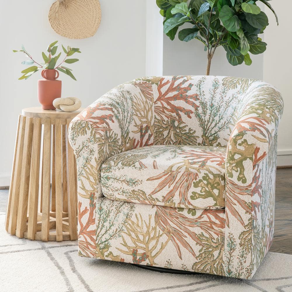 Linon Home Decor Lonnie Green Ocean Swivel Accent Side Chair