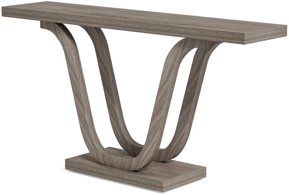 Tribesigns Catalin 55.1 in. Wood Rectangle Console Table, Farmhouse Sofa Table for Living Room, Gray