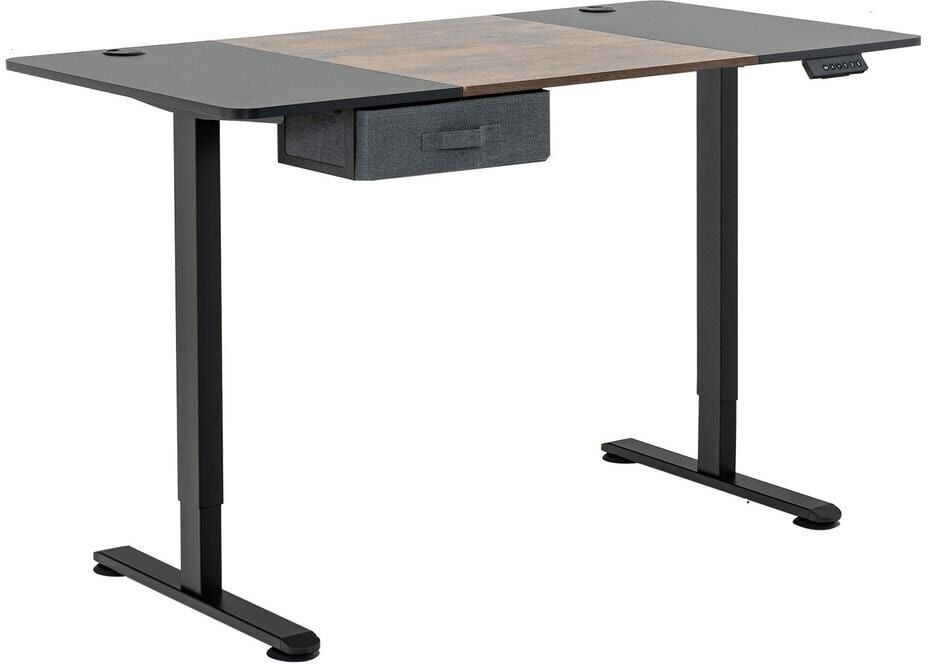 HONEY JOY 55 in. Rectangular Brown Wood Electric Height Adjustable Standing Desk Ergonomic Computer Desk USB Charging Port