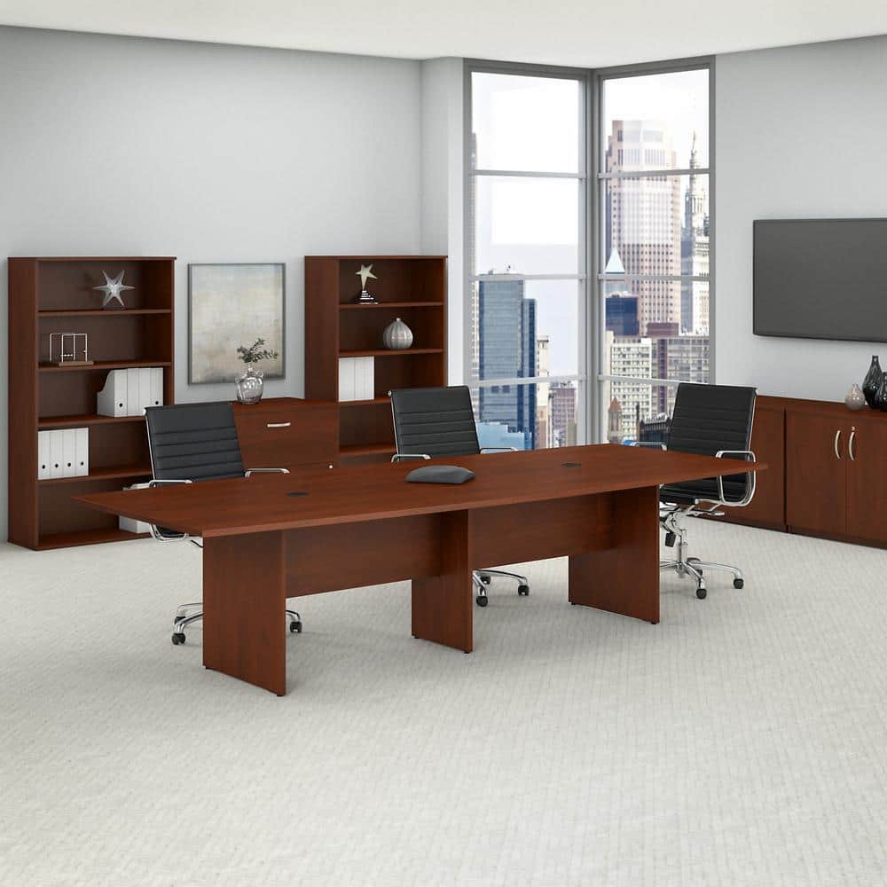 Bush Business Furniture 119.21 in. Boat Top Hansen Cherry Conference Table Desk