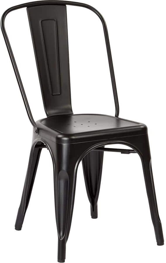 Office Star Products Bristow Matte Black Armless Metal Chair (Set of 4)