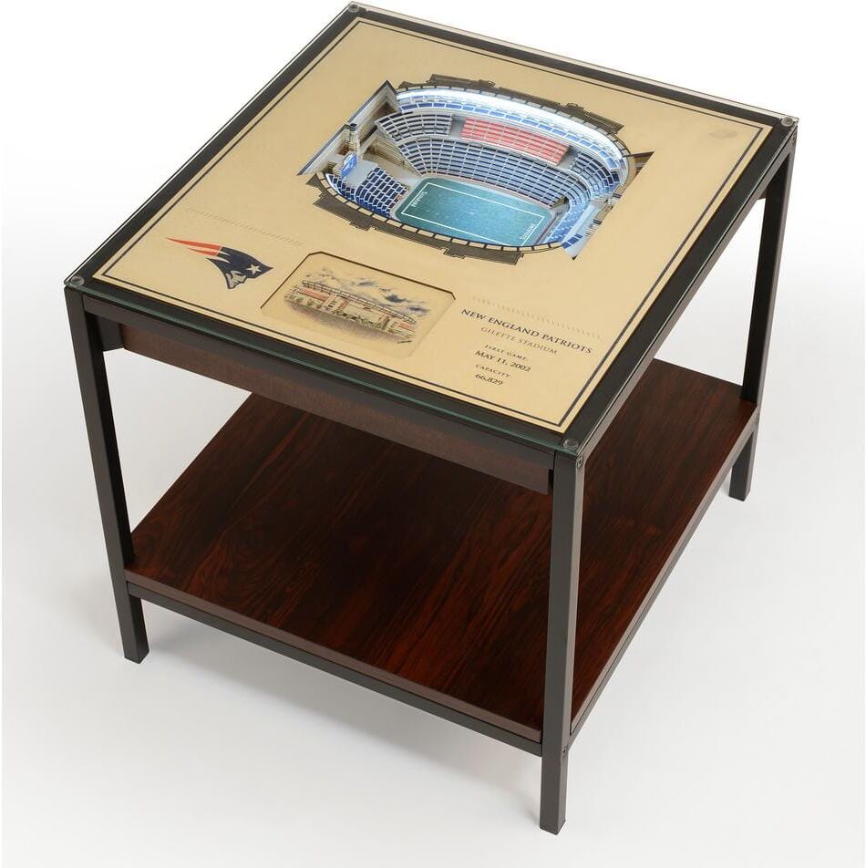 YouTheFan NFL New England Patriots 23 in. x 22 in. 25-Layer StadiumViews Lighted End Table - Gillette Stadium