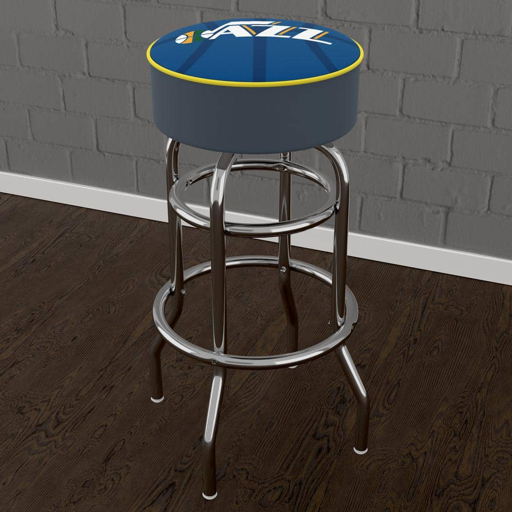 Utah Jazz Fade 31 in. Blue Backless Metal Bar Stool with Vinyl Seat