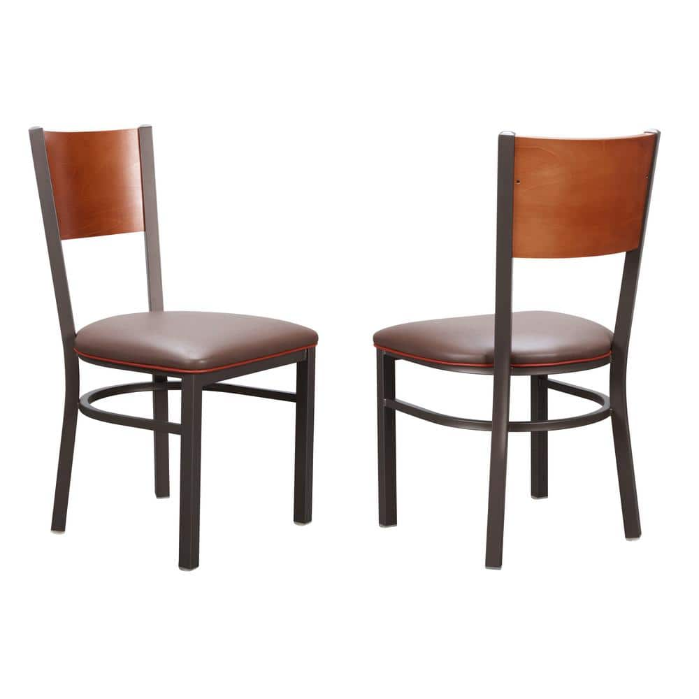 Linon Home Decor Luther Brown Upholstered Metal Side chair (2pk)