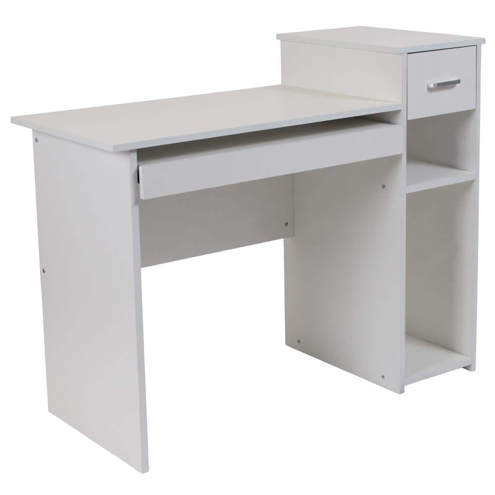 Flash Furniture 42 in. White Rectangular 1 -Drawer Computer Desk with Keyboard Tray