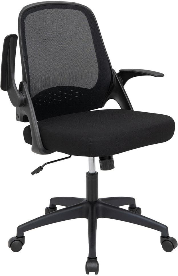 Costway Black Mesh Office Chair Adjustable Rolling Computer Desk Chair w/Flip-up Armrest