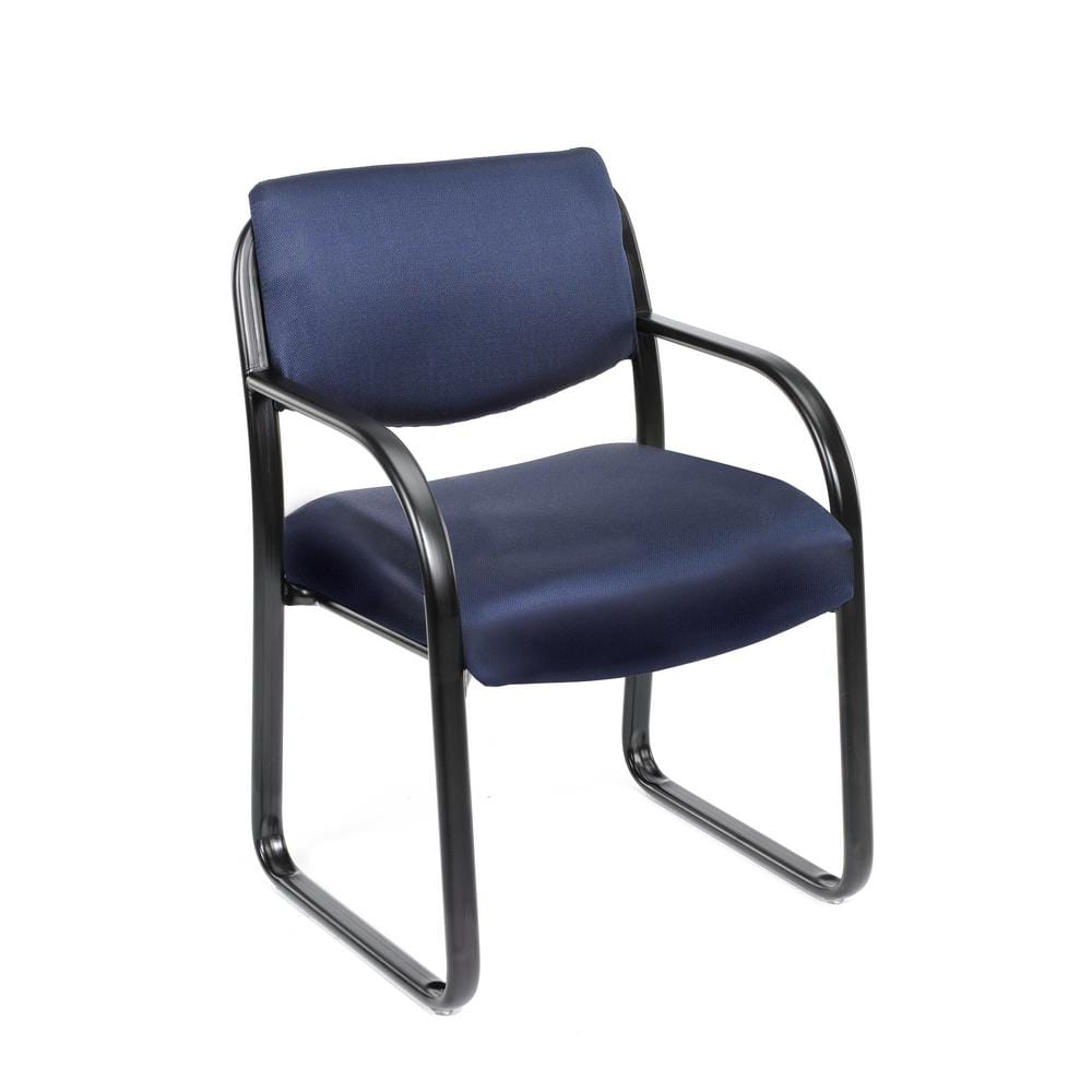 Boss Blue Fabric Guest Chair with Arms, Black Steel Frame