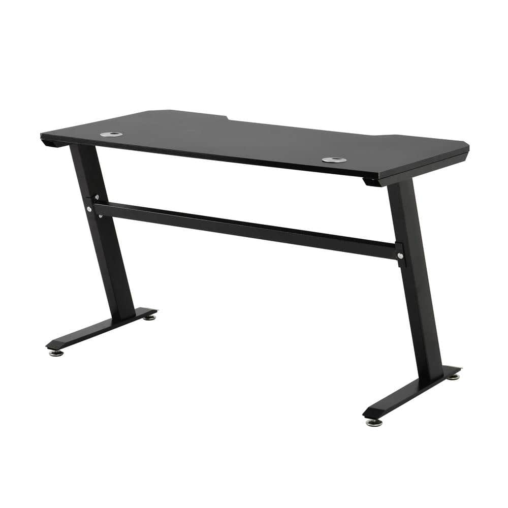 Magic Home 47.2 in.W Rectangle Black MDF Laptop Steel Legs Compyter Desk with 2-Cable Management Holes