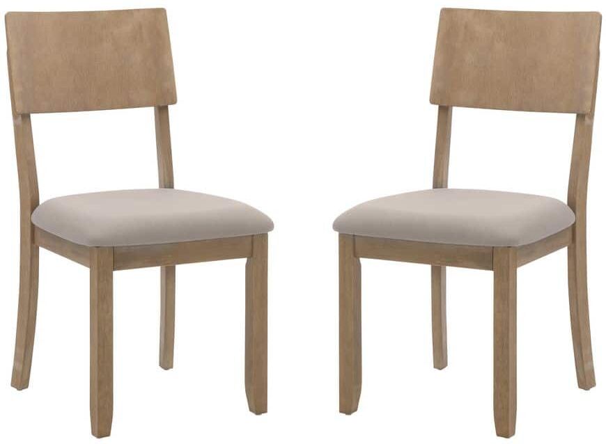 Linon Home Decor Rodman Gray Wash Grey Linen and Cotton Fabric Side Chair (2-Pack)