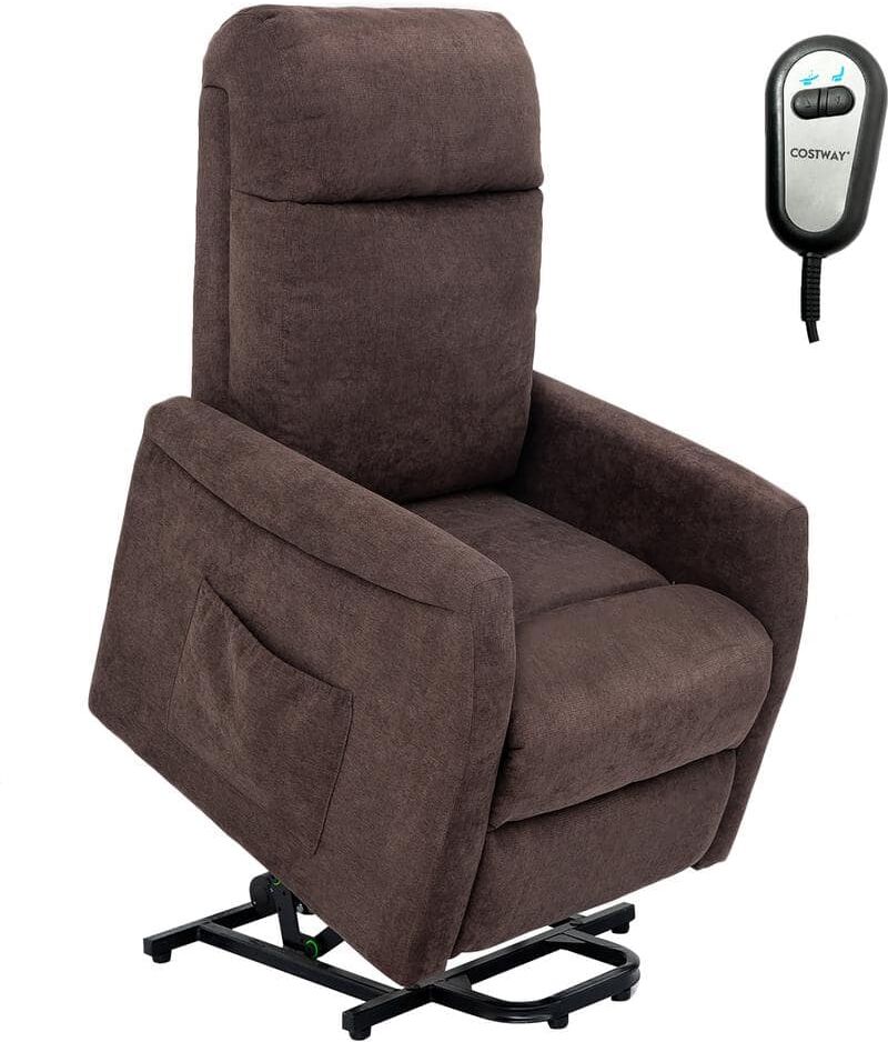 Costway Brown Power Lift Recliner Chair for Elderly Living Room Chair w/Remote Control