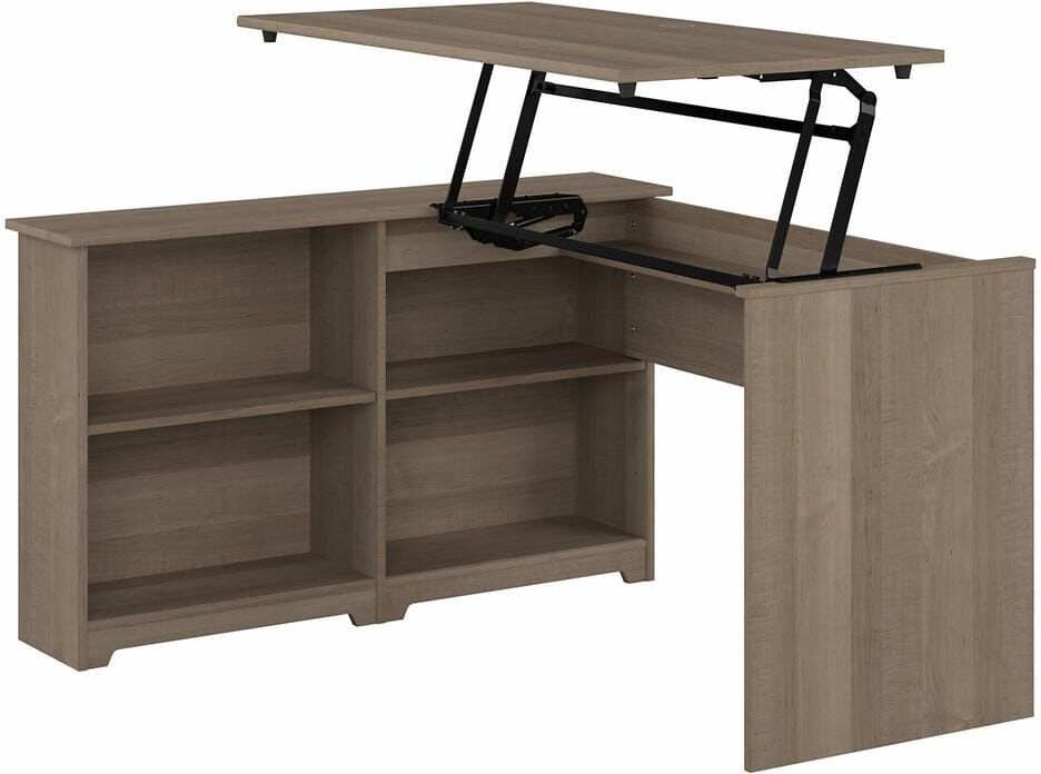 Bush Furniture Cabot 52 in. 3 Position Sit to Stand Corner Computer Desk with Shelves