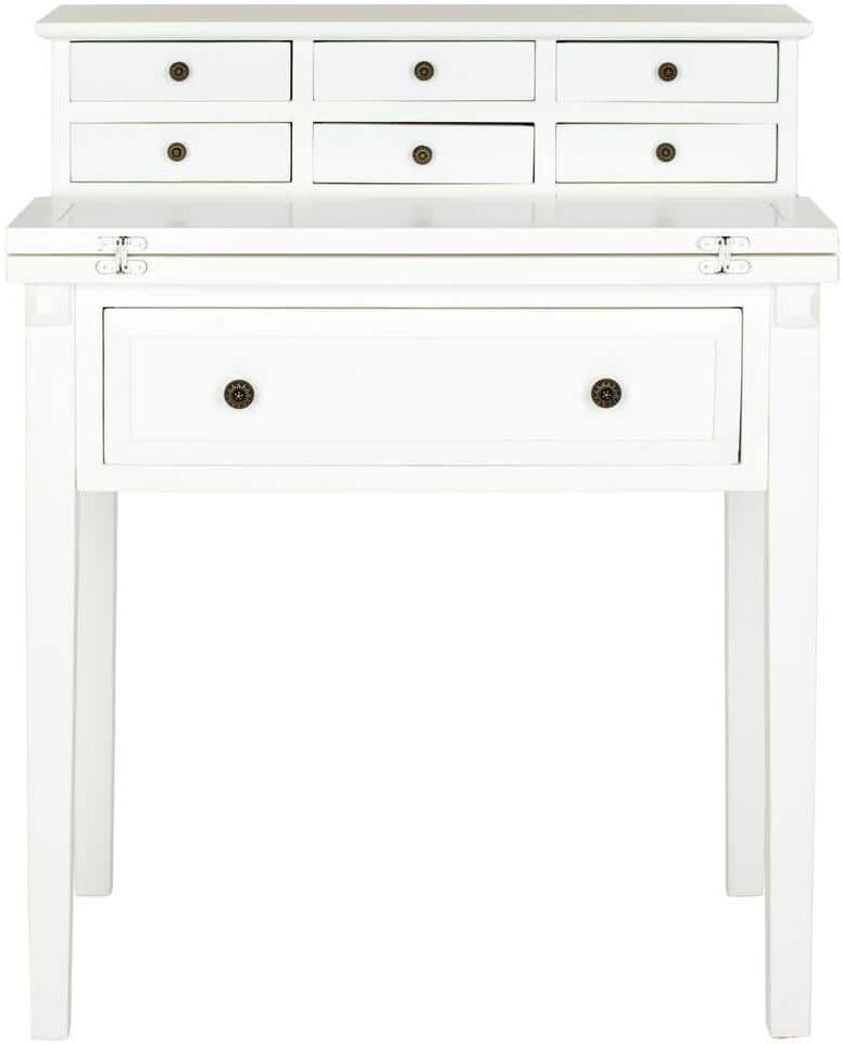 SAFAVIEH Abigail 29.7 in. White 7-Drawer Secretary Desk