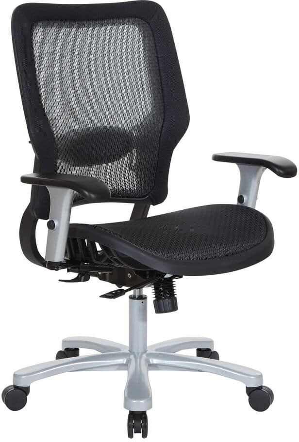 Office Star Products Space Seating 63 Series Air Grid Big and Tall Executive Office Chair In Black with Silver Base