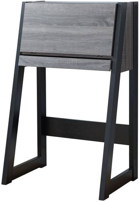 Furniture of America Claude 26 in. W Rectangular Dark Gray MDF Computer Desk With Flip Down Cabinet And Drawer