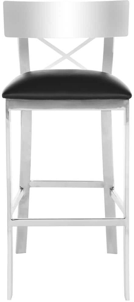 SAFAVIEH Zoey 30.5 in. Silver/Black Cross Back Bar Stool