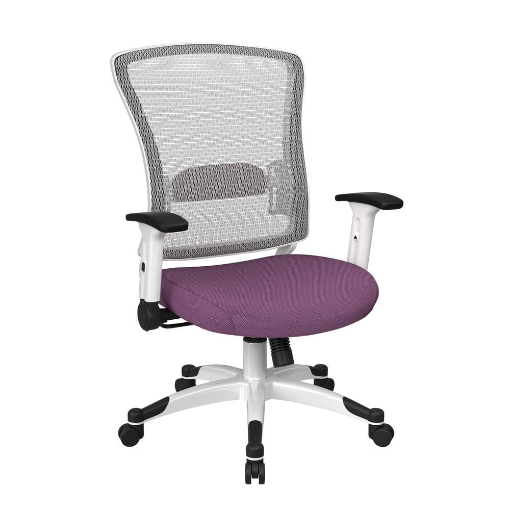 Office Star Products SPACE Seating Mesh Adjustable Height Cushioned Swivel Tilt Ergonomic Managers Chair in Purple with Adjustable Arms