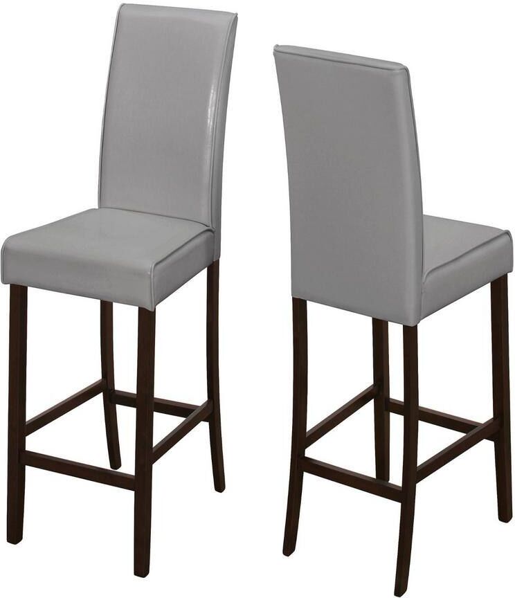 HomeRoots Jasmine Grey, Cappuccino Leather Look Solid Wood Dining Chair (2-Piece)