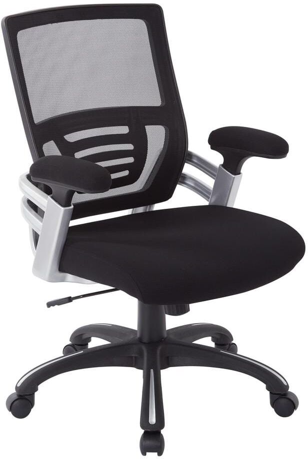 Office Star Products Black Faux Leather Manager's Chair with Mesh and Adjustable Arms