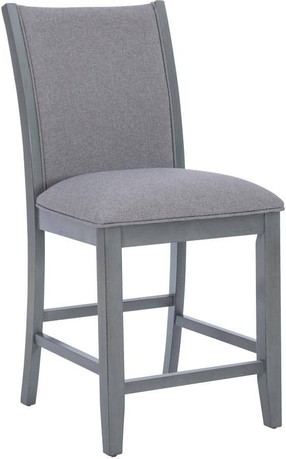 Linon Home Decor Billie 25 in. Seat Height Gray Full back wood frame Counter Stool 2pk