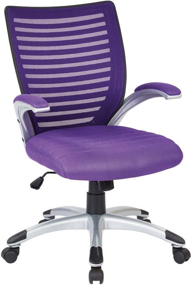 Office Star Products Purple Manager's Chair with Padded Silver Arms and Nylon Base