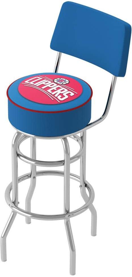 Los Angeles Clippers Logo 31 in. Red Low Back Metal Bar Stool with Vinyl Seat