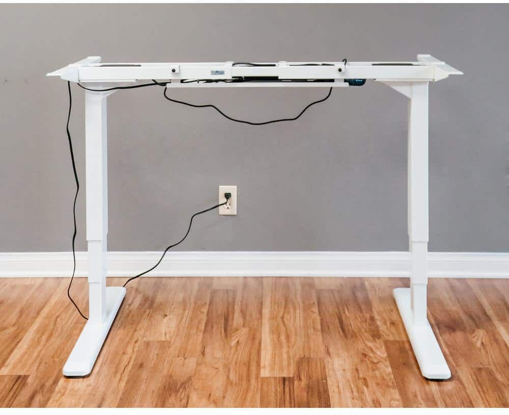 ErgoMax White Electric Height Adjustable Desk Frame w/Dual Motor, Tabletop Not Included, 50 Inch Max Height