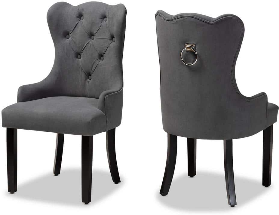 Baxton Studio Fabre Grey and Dark Brown Dining Chair (Set of 2)